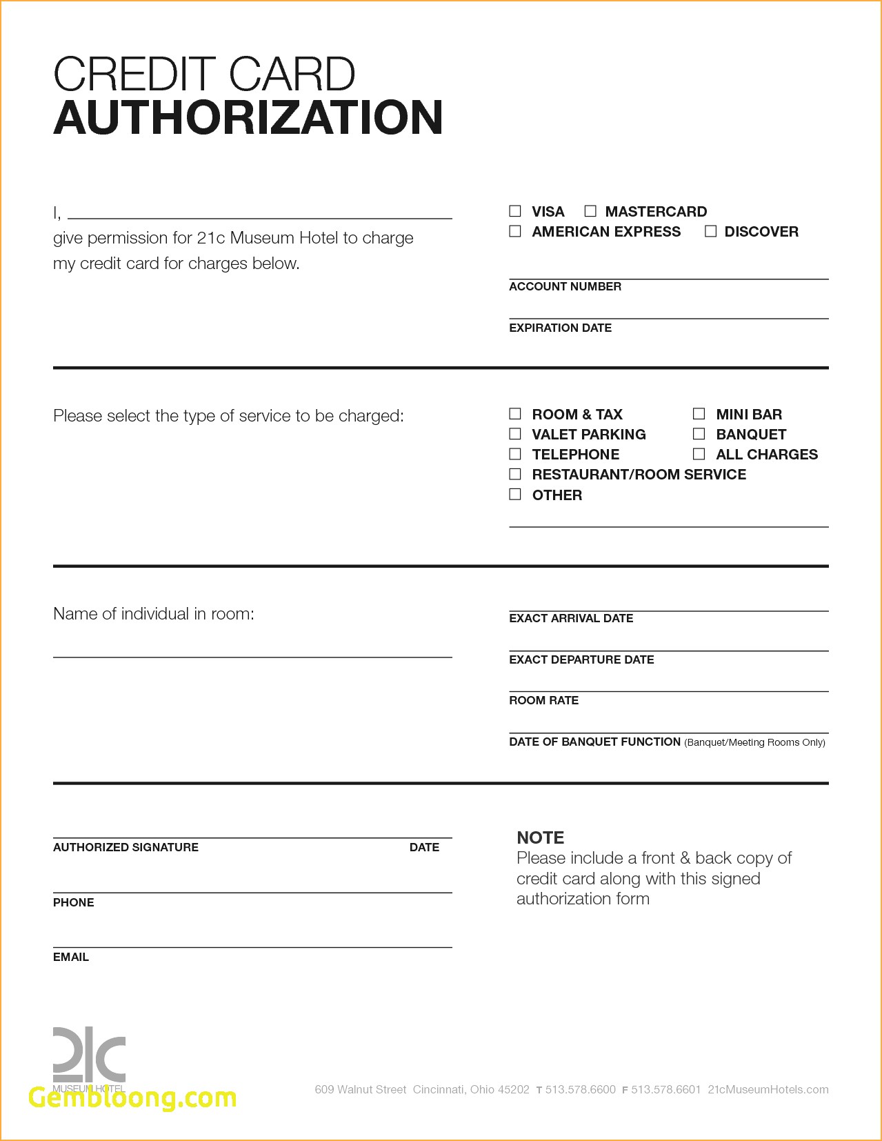 Credit Card Authorization Form Template Word | charlotte clergy coalition