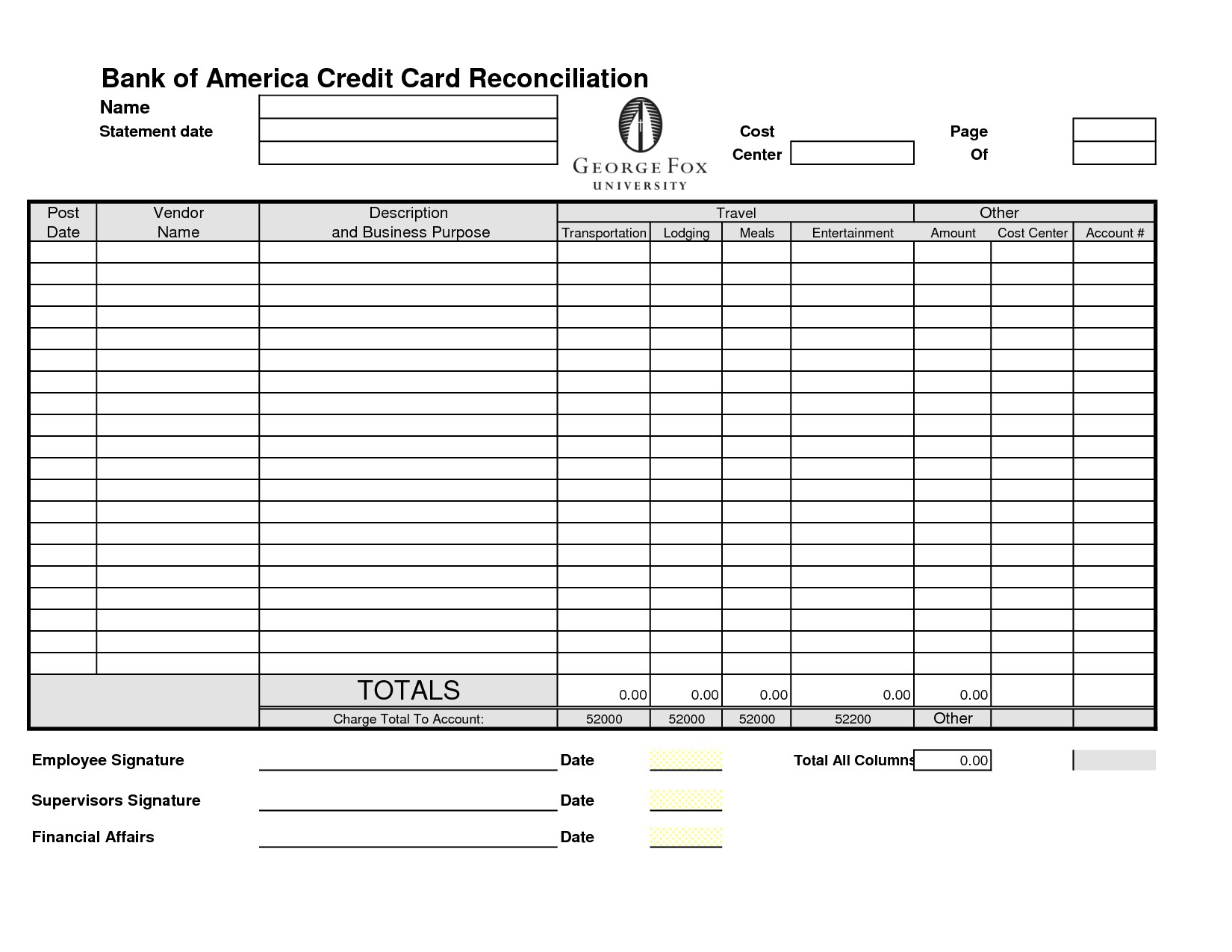 Credit Card Reconciliation Template charlotte clergy coalition