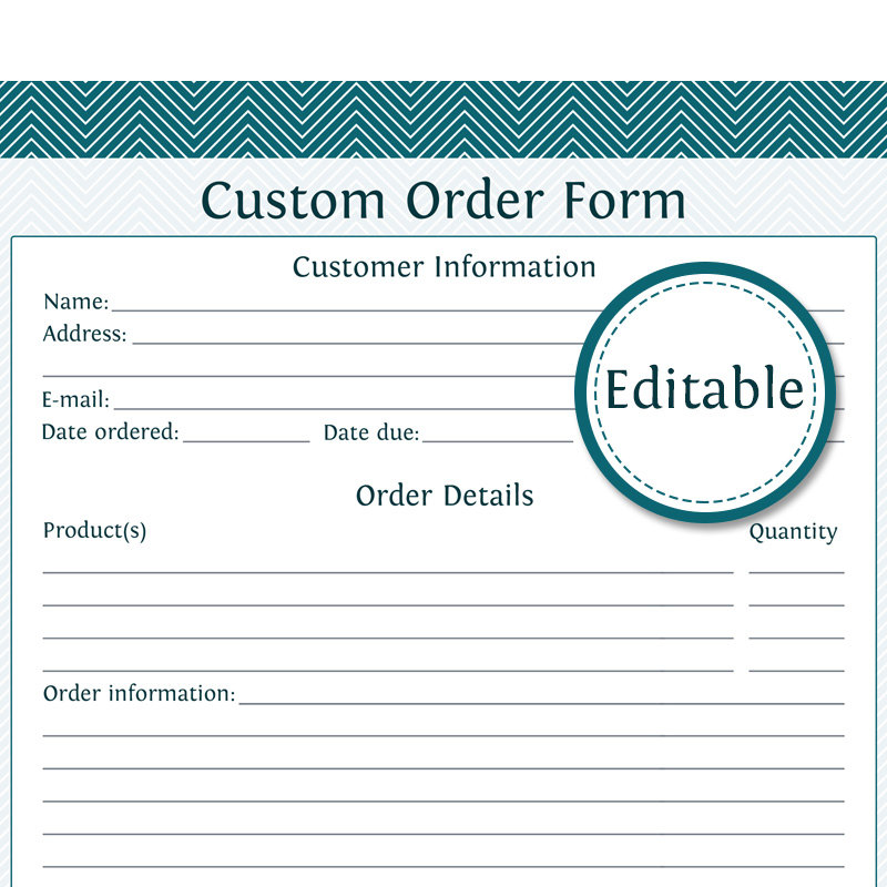 custom order form template free order form templates 30 free 