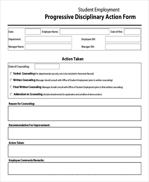 employee disciplinary form template free   Kleo.beachfix.co