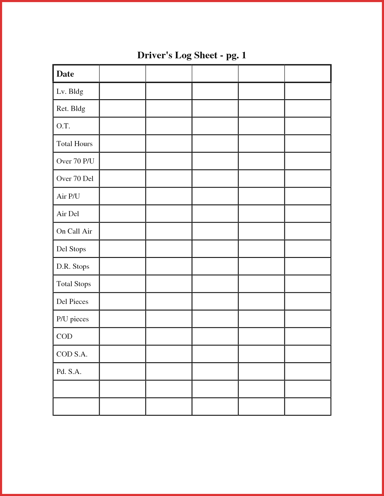 driver log sheet template   Tier.brianhenry.co