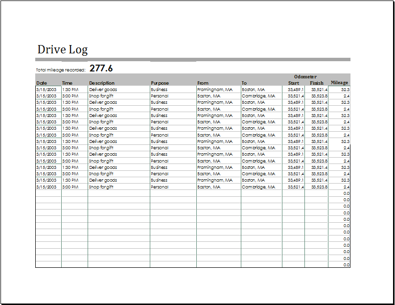 excel driver log sheet template   Boat.jeremyeaton.co