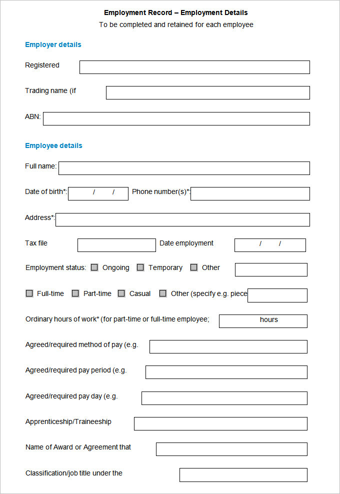 new employee template form employment forms template 
