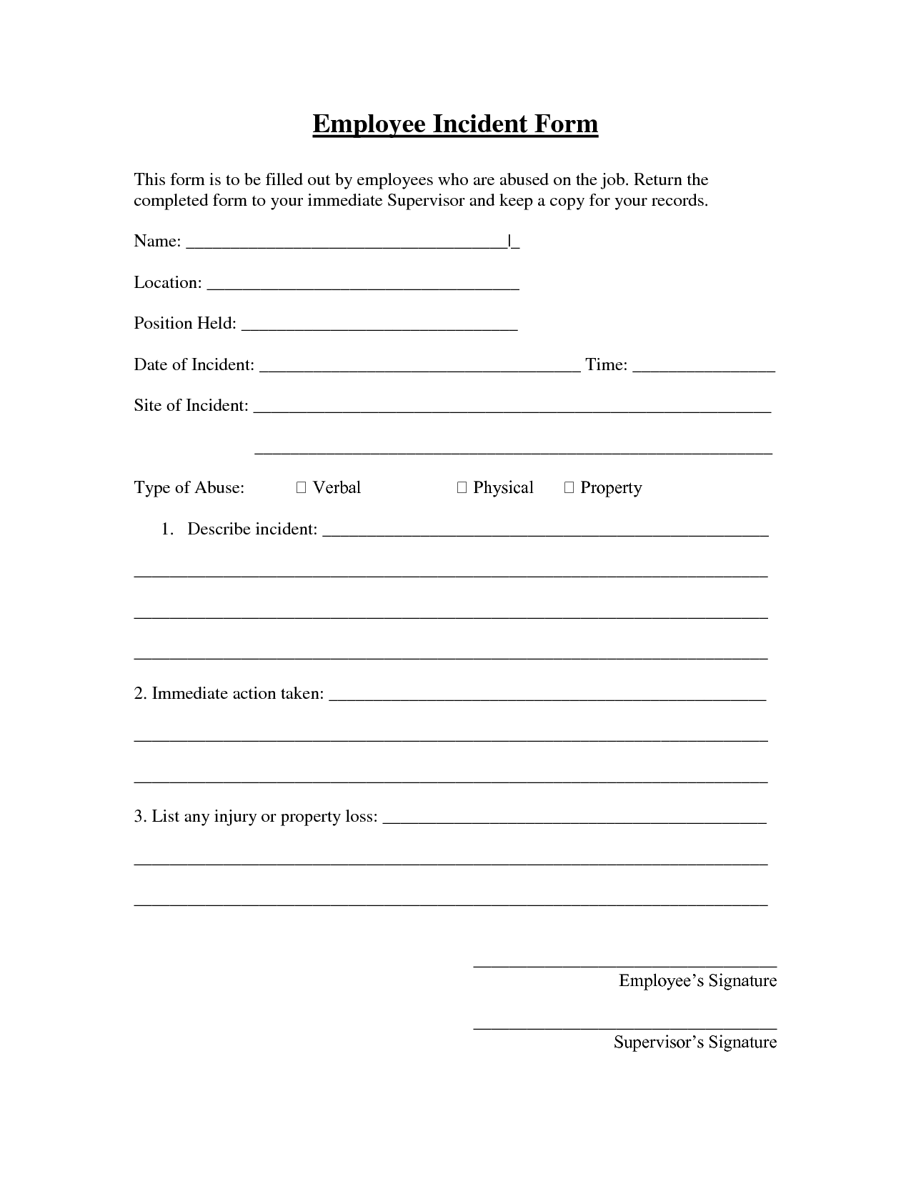 Employee Incident Report Forms Charlotte Clergy Coalition