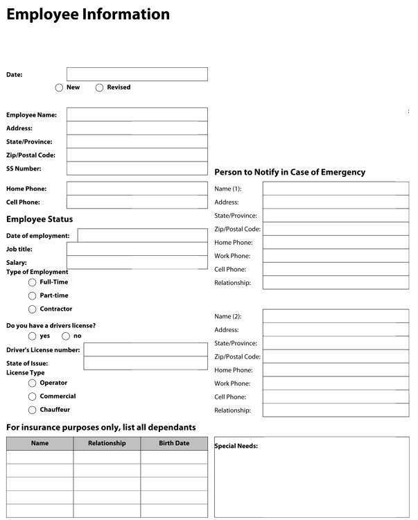 employee forms templates new employee information template 