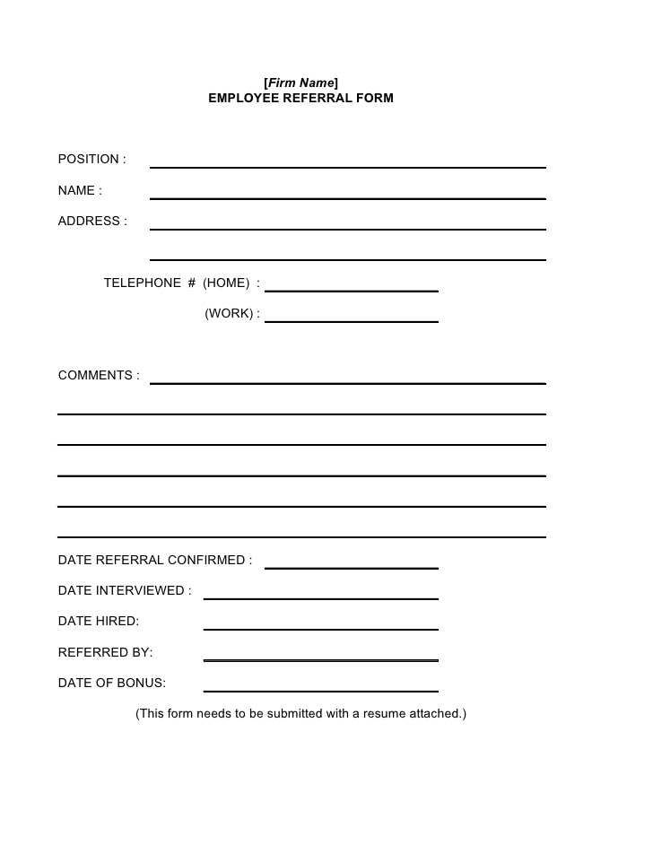 Employee Referral Form Template