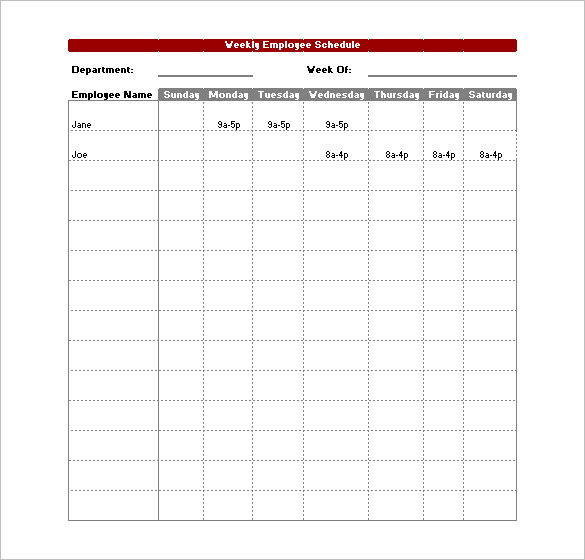 free employee schedule template shift schedule template printable 