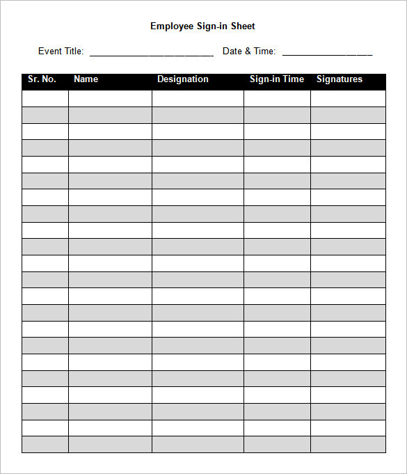 sign in and out sheets for employee   April.onthemarch.co