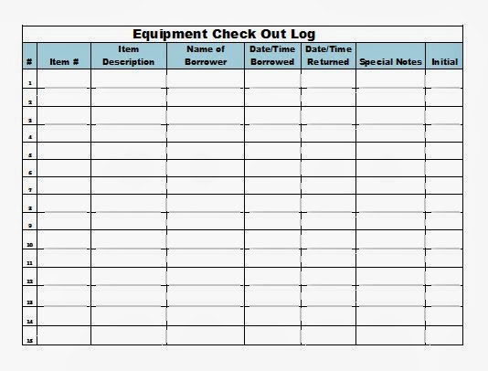 equipment checkout form template excel   April.onthemarch.co