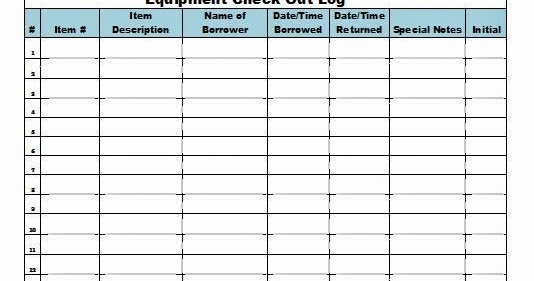 Equipment Sign Out Sheet | Tool Check Out Form