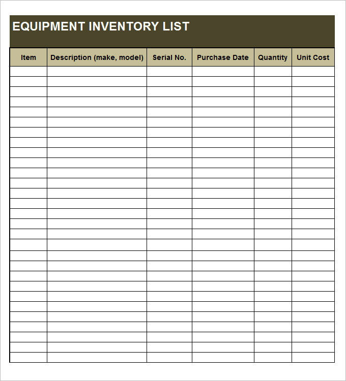 Equipment Inventory Template   14 Free Word, Excel, PDF Documents 