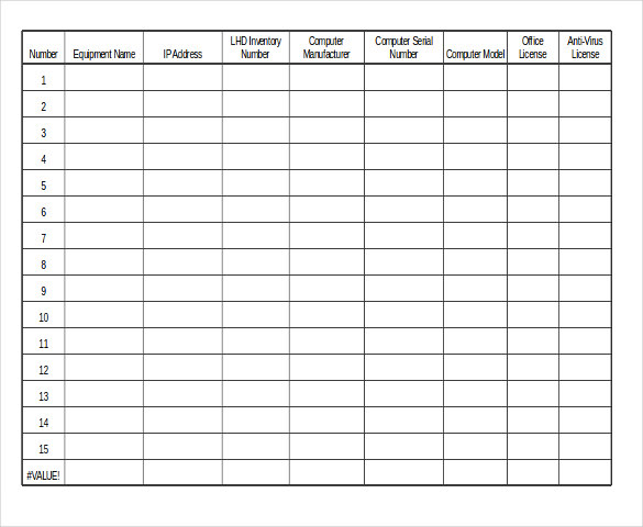 equipment inventory forms templates equipment inventory template 