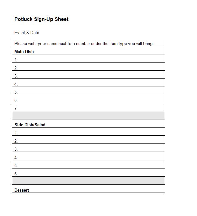event sign up sheet template   Kleo.beachfix.co