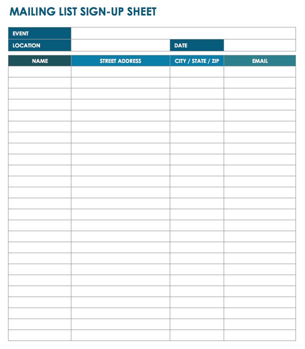 Free Sign in and Sign up Sheet Templates | Smartsheet