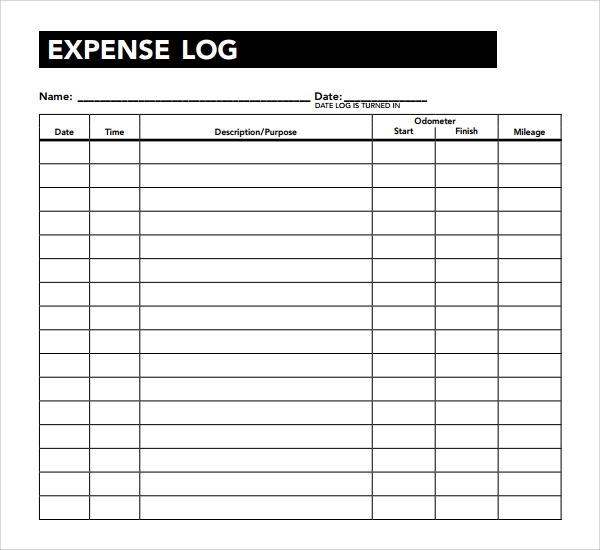 business expense log template