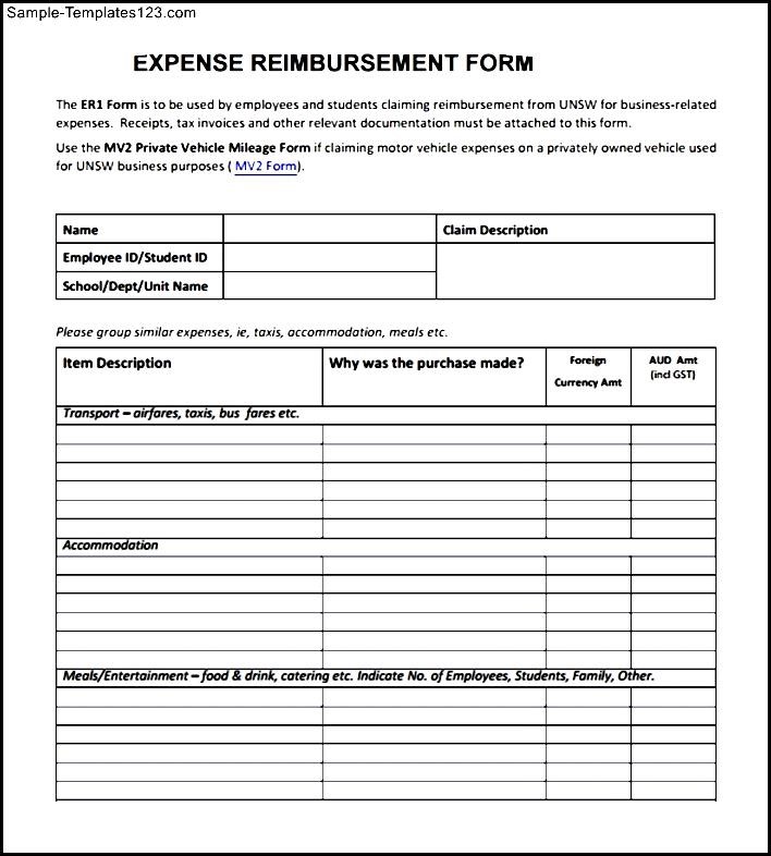 Expense Reimbursement Form Template   Download Excel | Pinterest 