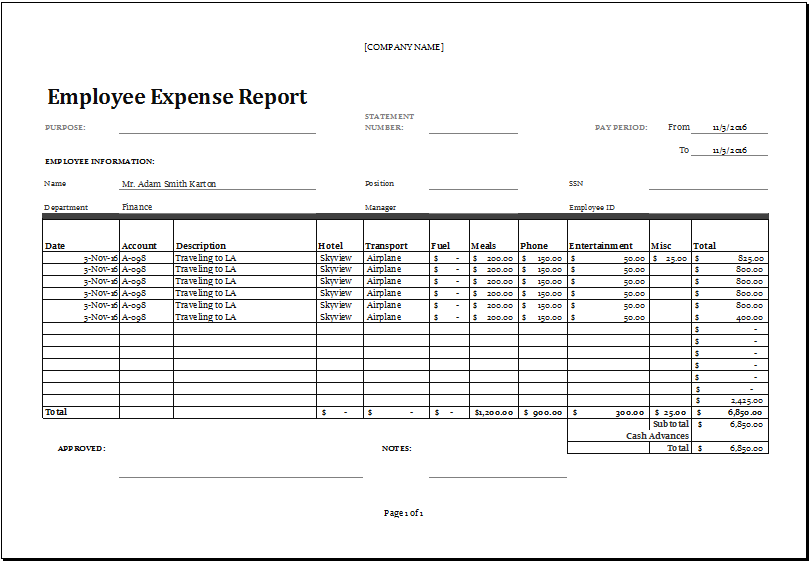 Free Excel Expense Report Template Free Excel Expense Report 