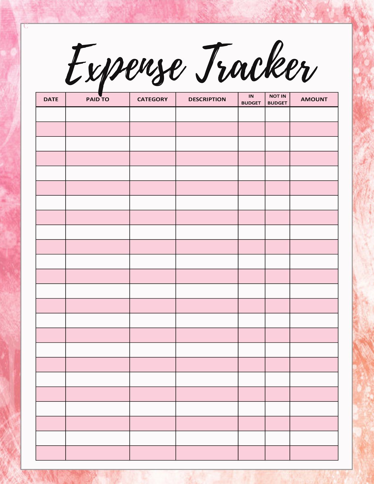 expense tracker printable   April.onthemarch.co