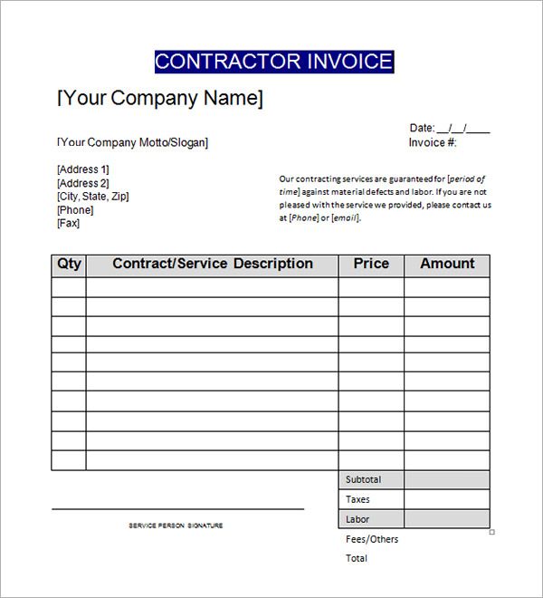 Free Construction Invoice Template Free Construction Invoice 
