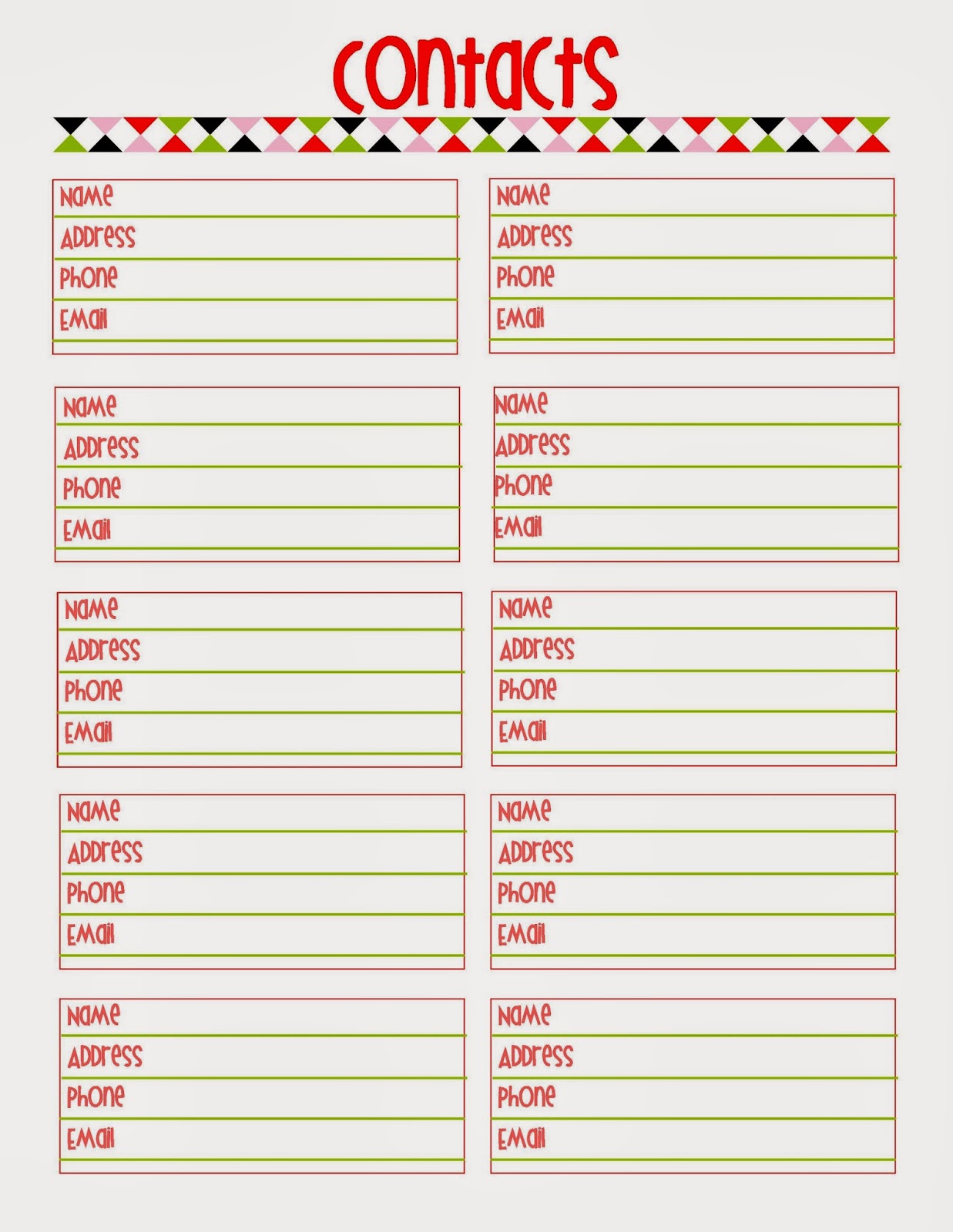 Printable Cute Contact List Template Get Your Hands On Amazing Free 