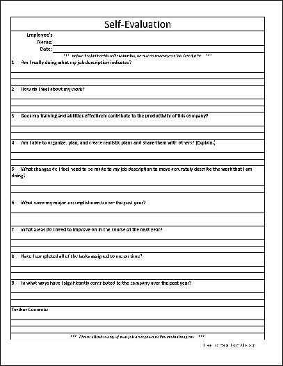 free employee self evaluation template forms   Google Search 