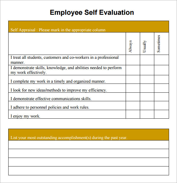 Free Employee Self Evaluation Forms Printable Charlotte Clergy Coalition