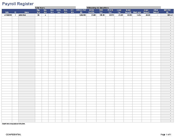 Payroll Template   Free Employee Payroll Template for Excel