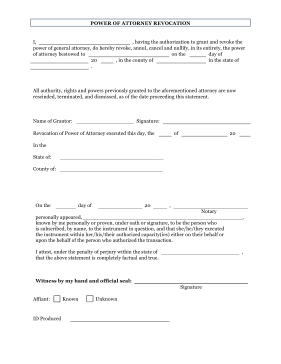 Printable Revoke Power of Attorney Form Legal Pleading Template