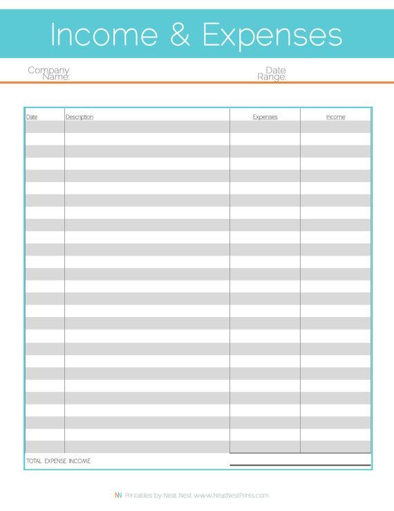 Free+Printable+Income+Expense+Tracker | business | Pinterest 