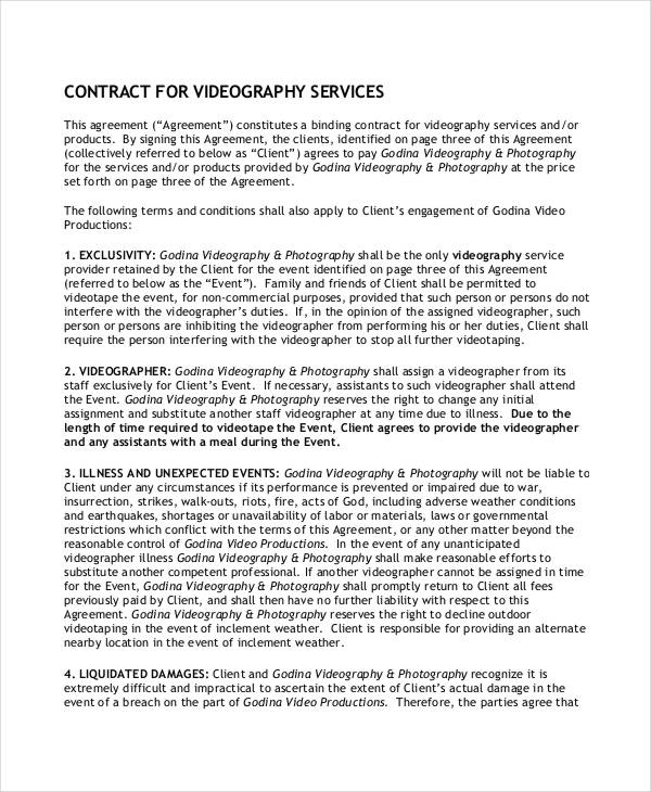 videographer contracts template   Tier.brianhenry.co