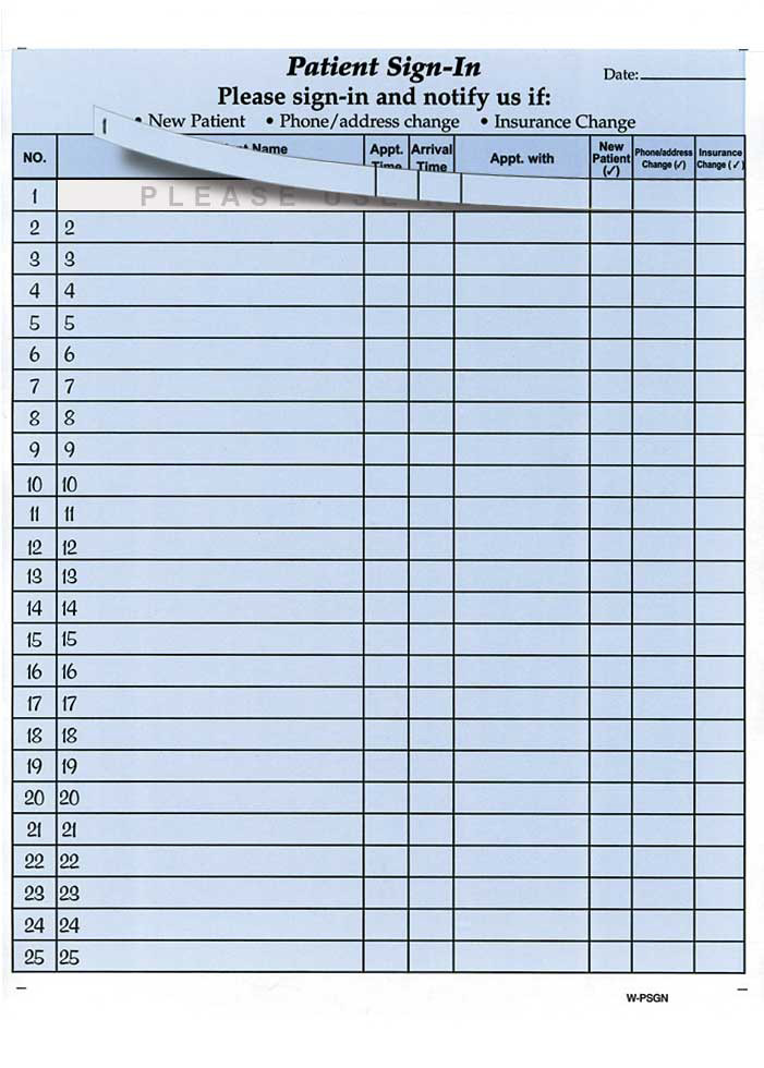 HIPAA Patient Sign in Sheets   Health Forms & Systems, Inc.