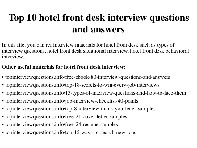 Top 10 hotel front desk interview questions and answers