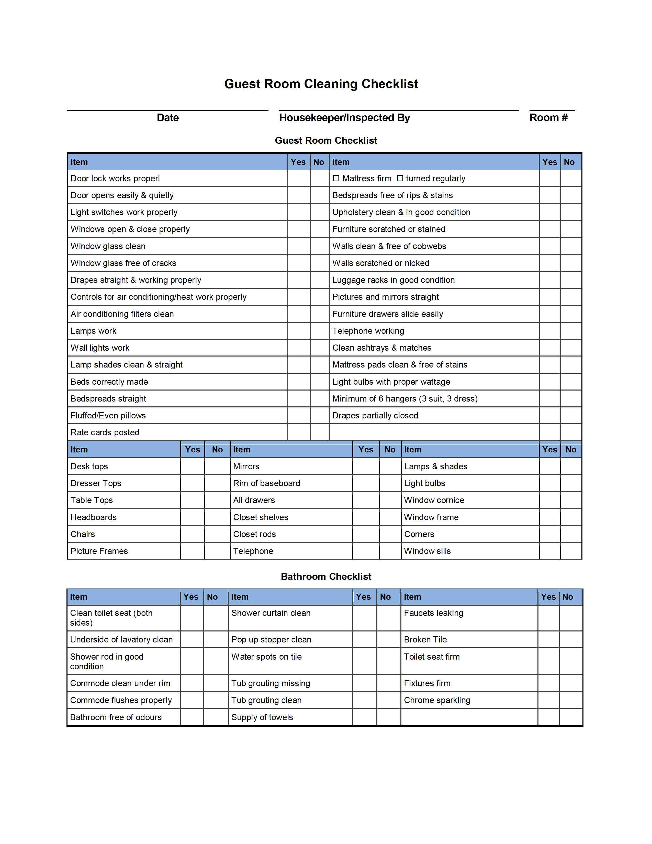 Hotel Room Cleaning Checklist Templates external house cleaning 