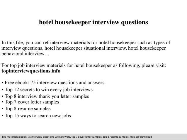 Housekeeper interview questions and answers   YouTube