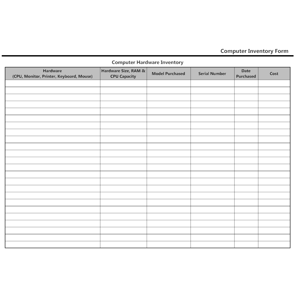 Computer Hardware Inventory Form