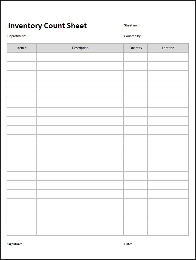 Inventory Count Sheet Template | Pinterest | Count, Template and 