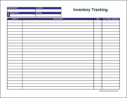 Free Inventory Tracking Sheet (Wide) from Formville