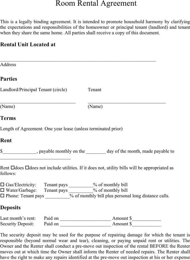room lease template   Kleo.beachfix.co