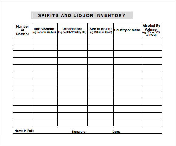 10+ Liquor Inventory Templates   PDF, DOC, Xls | Free & Premium 