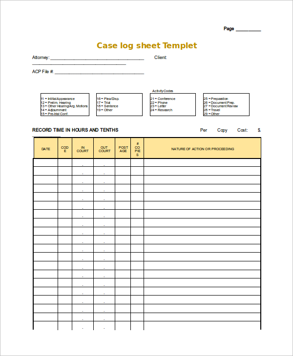 Log Sheet Template   18+ Free Word, Excel, PDF Documents Download 