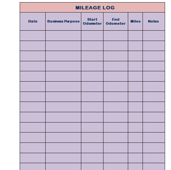 30 Printable Mileage Log Templates (Free)   Template Lab