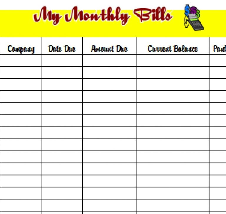 regular monthly bills