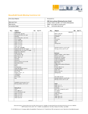 Moving Inventory List   Fill Online, Printable, Fillable, Blank 