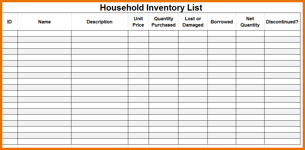 Printable Movers Inventory Sheet Printable Word Searches