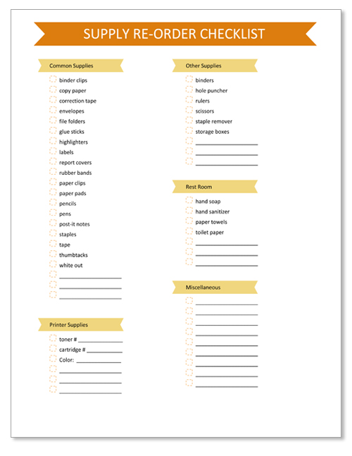 Office Supply Tip and Free Printable Checklist Template | 100 