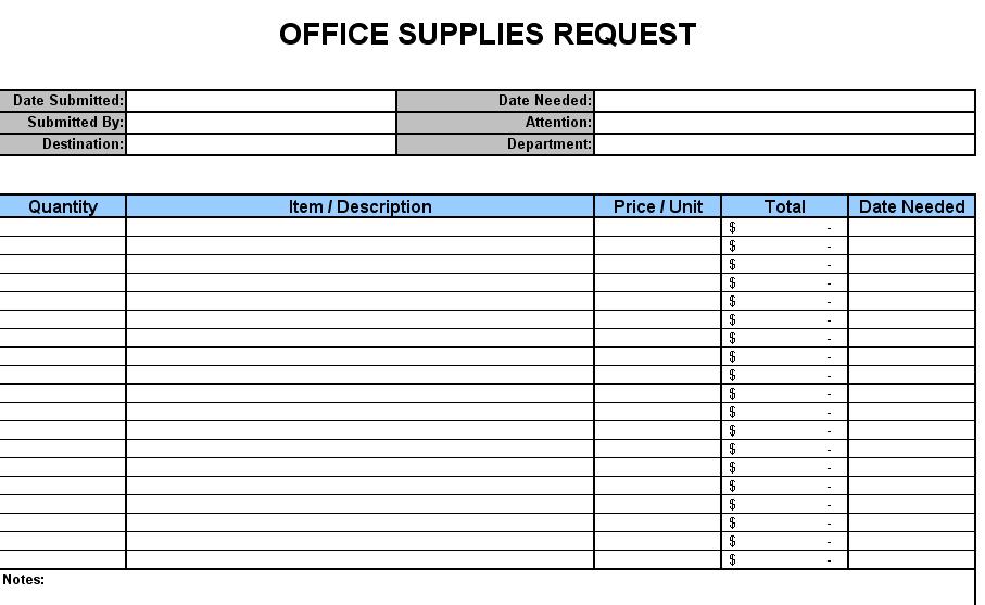 office supply form template free office supply list template free 