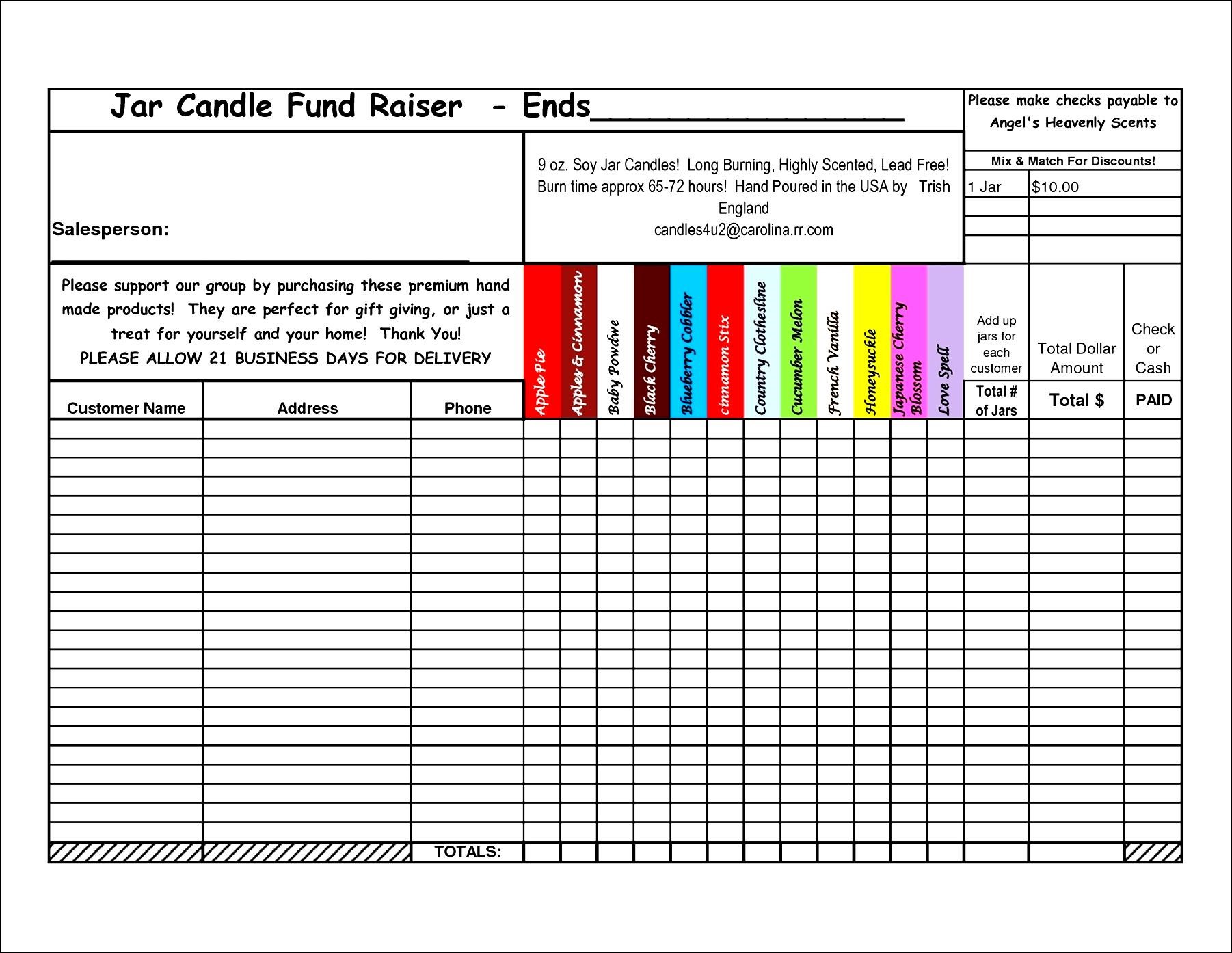 Free Fundraiser Order Form Template Excel | Besttemplates123 Best 