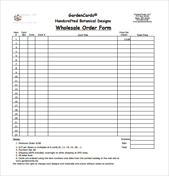 order form template excel order form templates 30 free wordexcel 