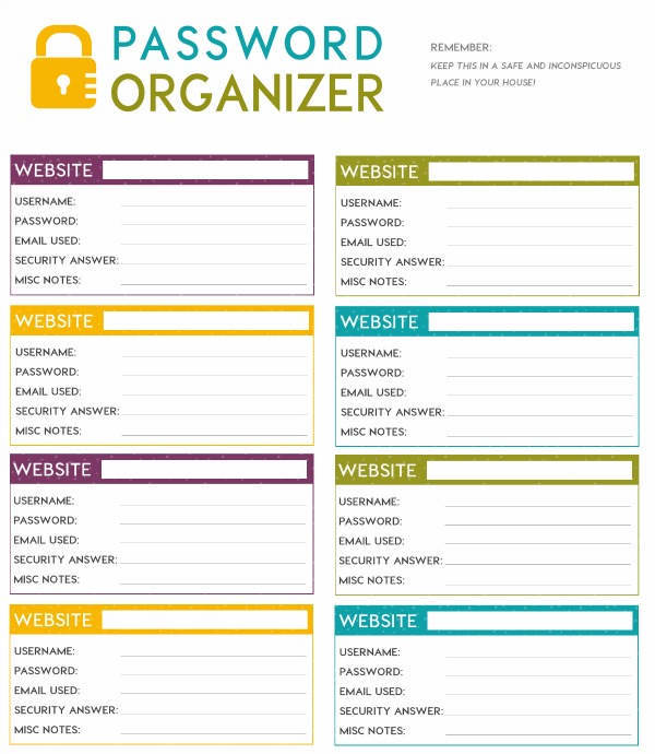 Password Organizer Template charlotte clergy coalition