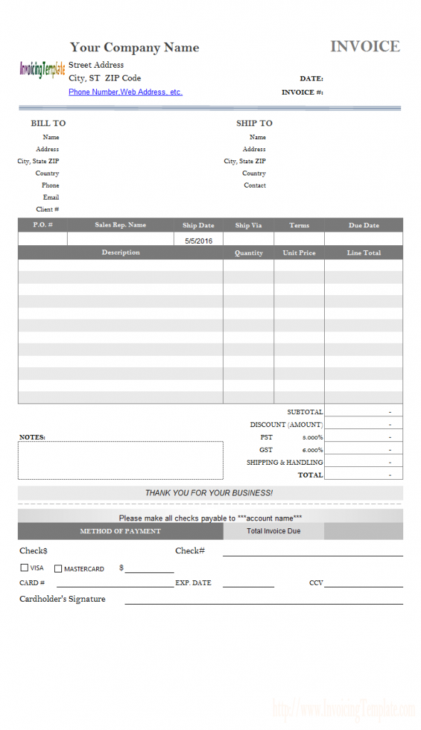 Payment Invoice Template Charlotte Clergy Coalition